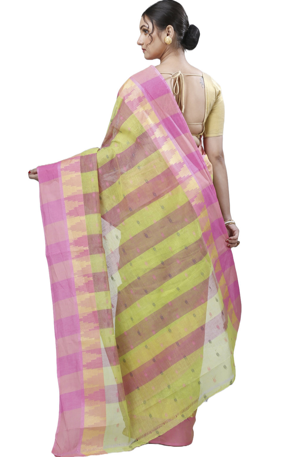 Green Pure Cotton Jamuna Tant Saree (1313)